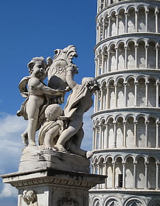 Pisa, Šikmá věž, Děda, Toskánsko, socha, sochařství, Itálie