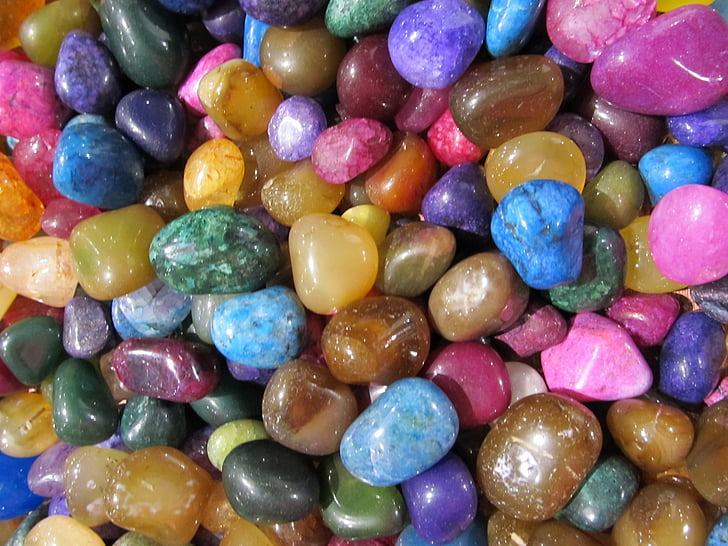 polished pebbles, colorful, stones, rocks, landscaping, texture, natural