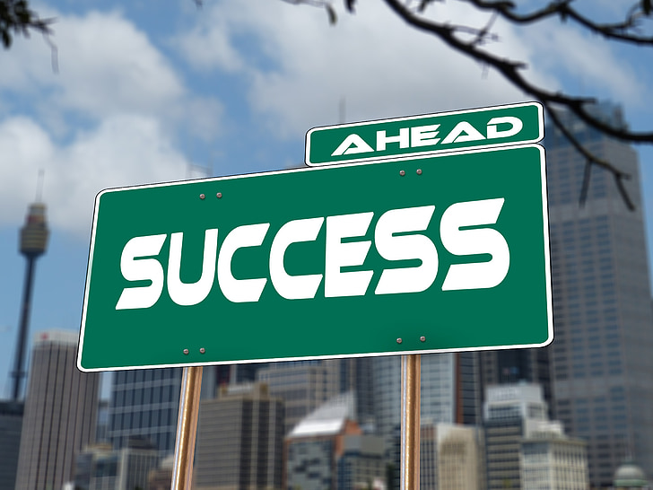 éxito, muestra de camino, señal de tráfico, carrera, aumento de, desarrollo, currículum vitae