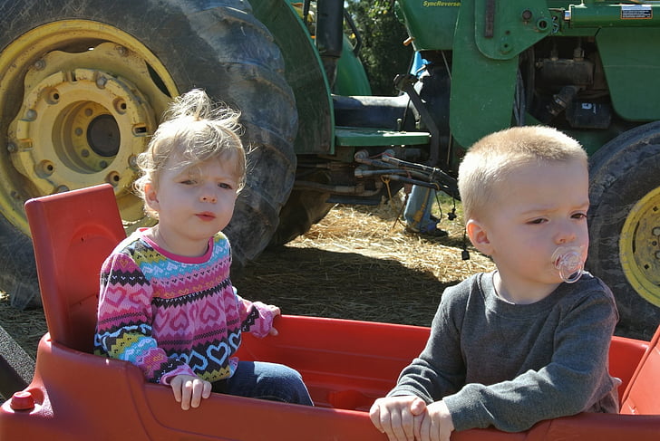 farm, kids, tractor, country, children, rural, harvest