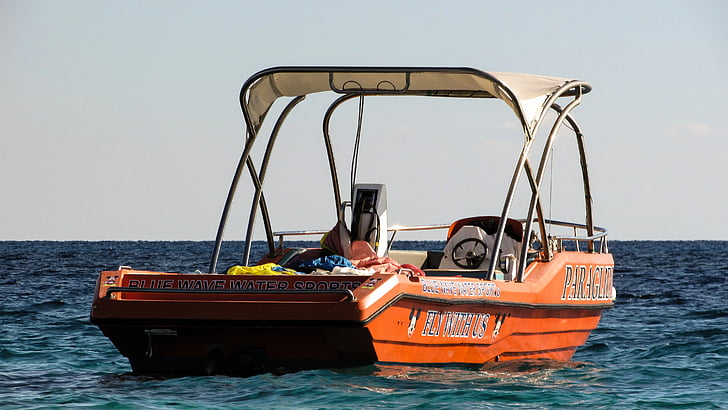 speed boat, sea, water sports, orange, sport, vessel, motorboat
