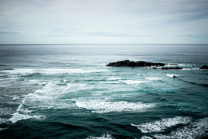 természet, víz, összetörő, hullámok, óceán, kék, tenger