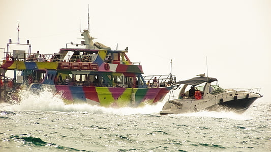 csónakok, sebesség, spray, Akció, szórakozás, szabadidő, vakáció