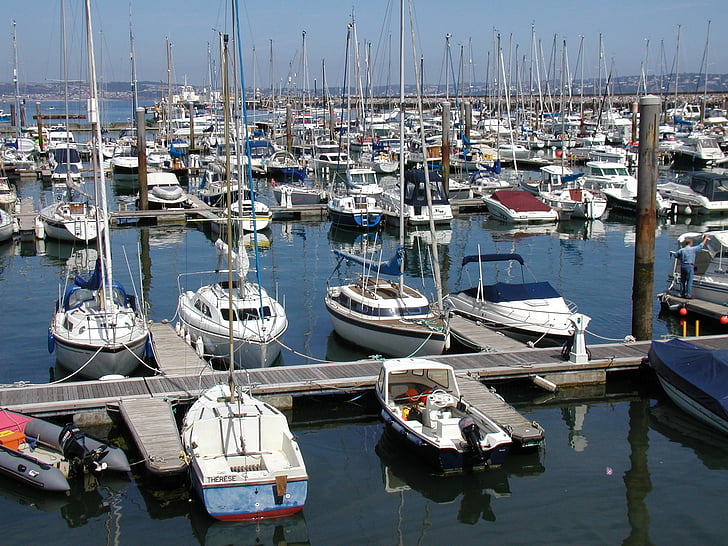 Marina, Brixham, Devon, laut, perahu, kapal, Yacht