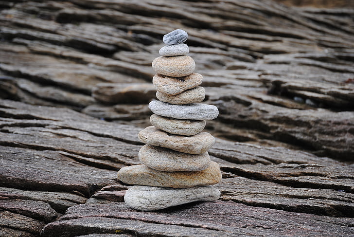 pierres, tour, empilé, reste, méditation