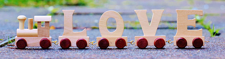 Láska, vlakem, dřevo, hračky, Romantika, náklonnost