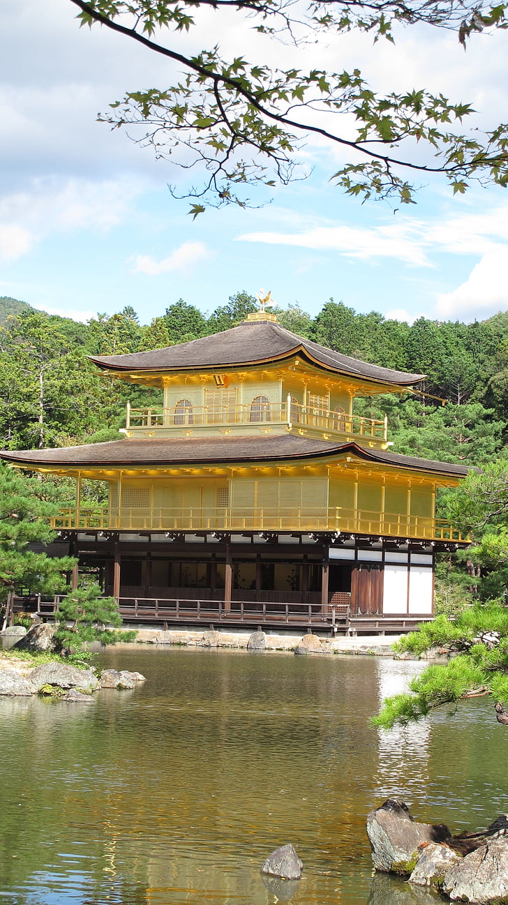 Kinkaku-ji, Kjotski, Japonska, tempelj, zlati paviljona, 鹿苑寺, 金閣寺, 京都