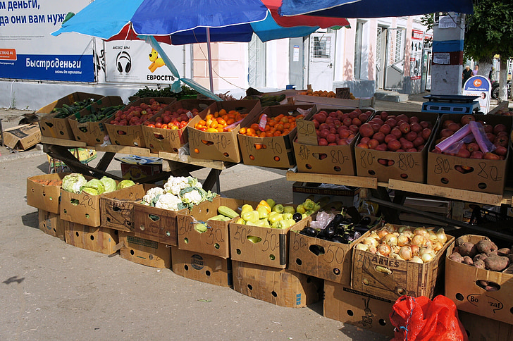 Piata, fructe, comerciale, strada, produse alimentare