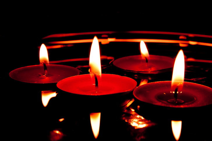 candles, light, flame, candlelight, burn, tea lights, dark