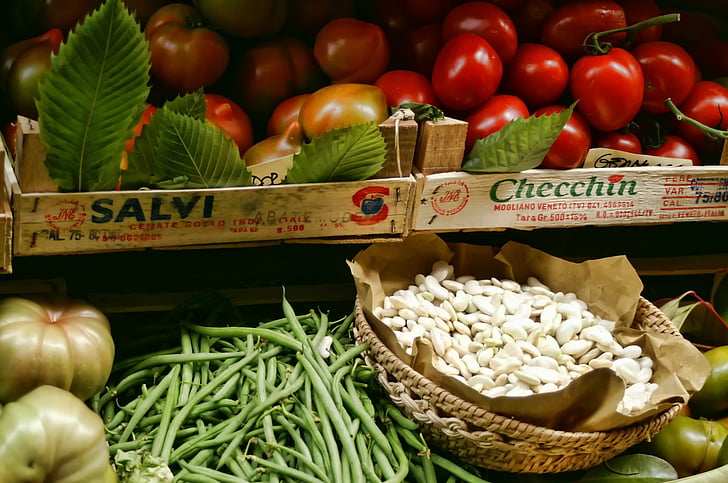 groenten, plantaardige stand, indrukken, Italië, Toscane, tomaten, bonen