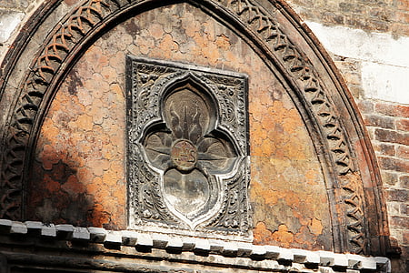 symbolet, ornament, fasade, struktur, mønster, symbolikk