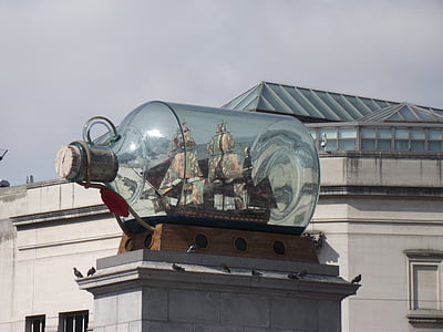båt, flaska, monumentet, konstnärliga, konstverk, torget, Trafalgar square