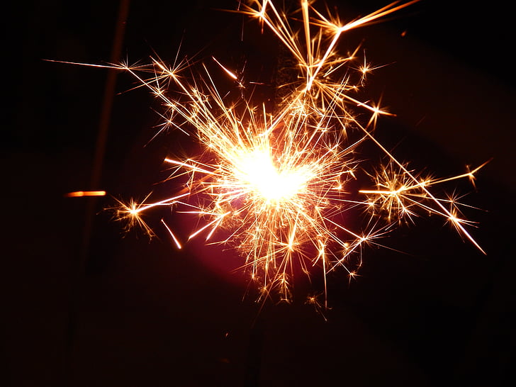 Sparkler, viering, Nieuwjaars dag, branden, nacht, vuurwerk