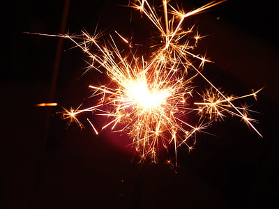 sparkler, pidu, uue aasta päev, põletada, öö, ilutulestik