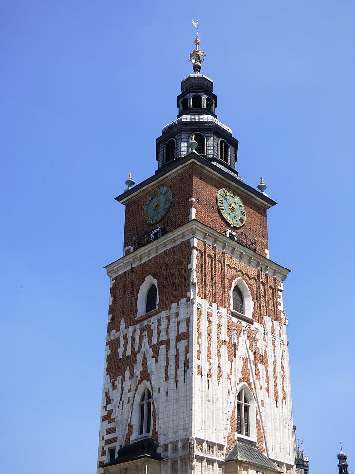 Kraków, toren, het platform, gebouw, Polen, de markt, klok