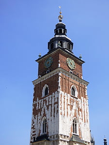 Krakkó, torony, építészet, épület, Lengyelország, a piac, óra