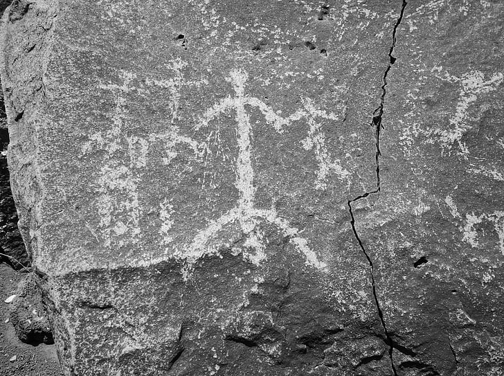 Petroglyph, rodilý Američan, Flagstaff, poušť, Arizona, pozadí, drsné