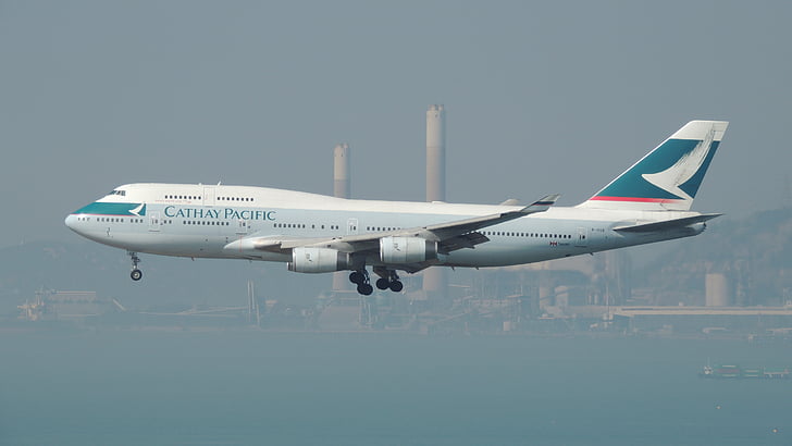 Hongkong, vzduchu, letadlo, Letiště, Hong, Kong, Asijské