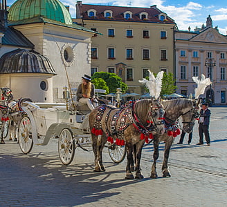 Kraków, polga, Eiropa, vagons, kabīnes, zirgs, platība
