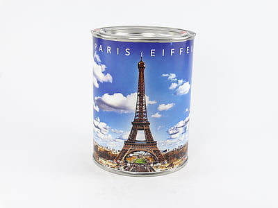 eiffel tower, france, canned, air, glance, tin, can