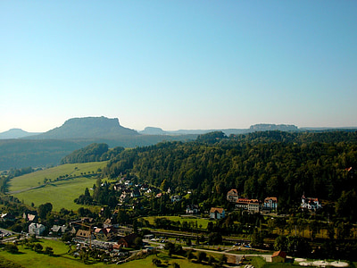 здравен курорт на параходната линия, саксонска Швейцария, Елба пясъчник планини, панорама, Лили камък, pfaffenstein, Königstein