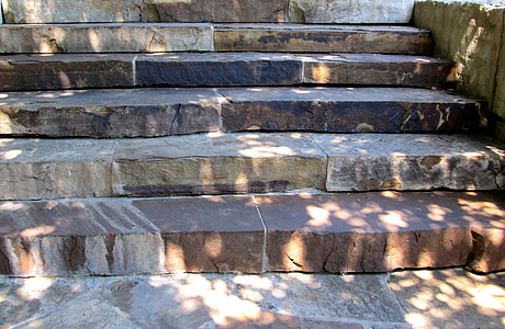 passos, escadas, pedra, rocha, natural, jardim