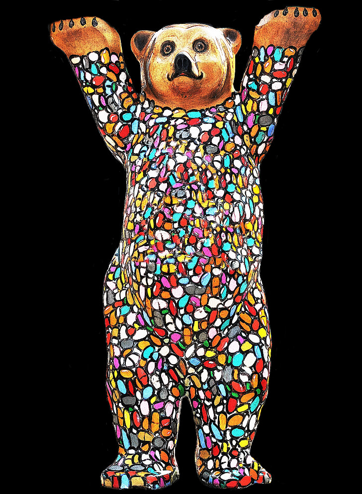bear, colorful, abstract, creative, color, mosaic