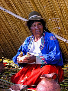 Pérou, Lac titicaca, femme, cultures, gens, l’Asie, culture autochtone