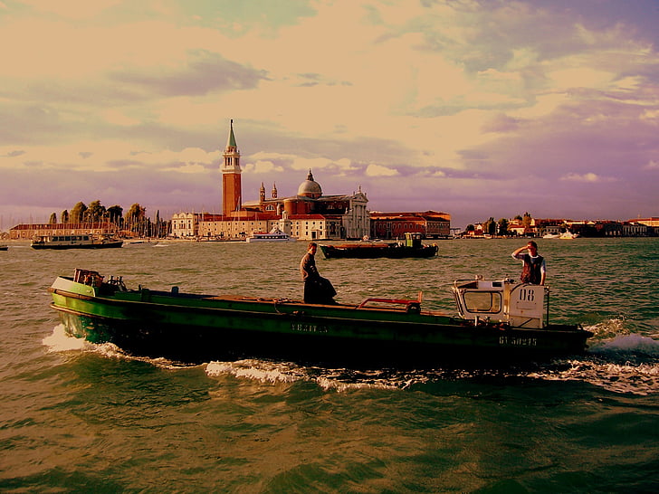 Венеция, лодка, воды, цвета, Морские судна, известное место, Архитектура