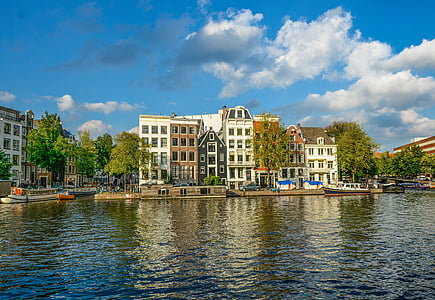 Amsterdam, Holande, kanāls, upes, ūdens, jūra, Nīderlande