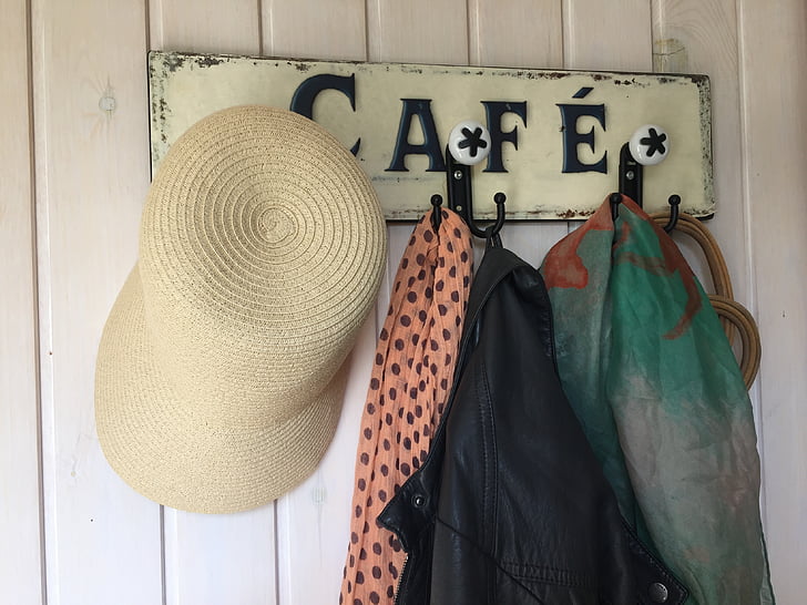 Cottage, Entre, penjatahan, topi musim panas, mantel rak, mode, topi