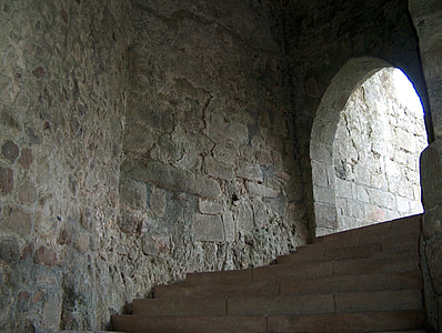 Kasteel, deur, Santa maria van de beurs, Portugal, middeleeuwse, trap, middeleeuws kasteel