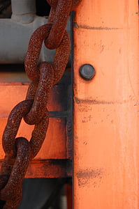 rust, abstract, rivets, steel chain, rusty, metal, orange