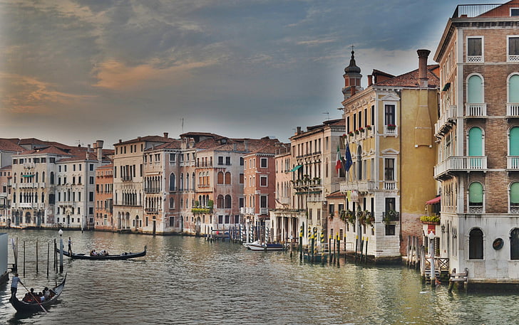 Grand canal, Grand, kanał, Wenecja, Włochy, gondola, wody