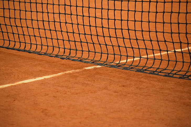 tennis, nettverk, sport, båndet, rød jord, oransje, sand