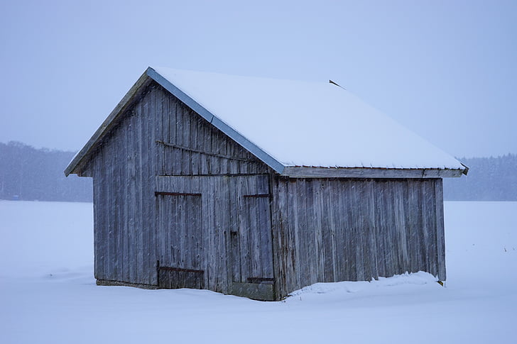 colibă, zăpadă, cabina jurnal, scară, iarnă, rece, Frost