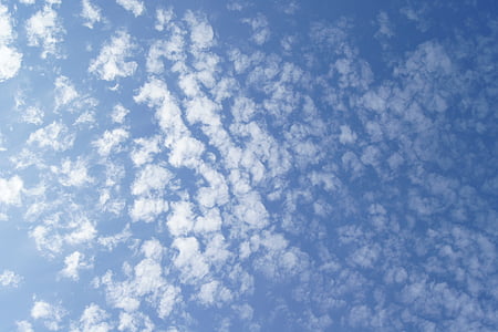 cer, nori, formă de nori, albastru