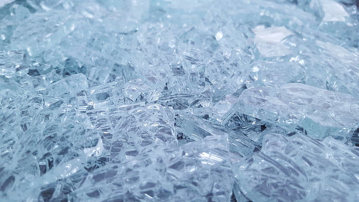 ľad, kryštály, zimné, mrazené, za studena, modrá, sklo