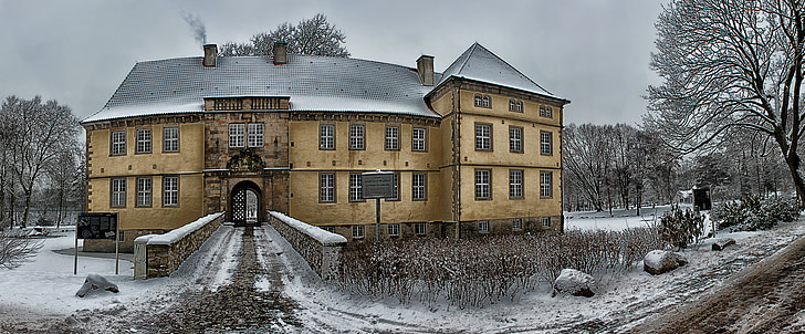 slottet, Vinter, snø, Castle strünkede