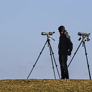Spotting scope, ornitholoog, vogels kijken, natuur