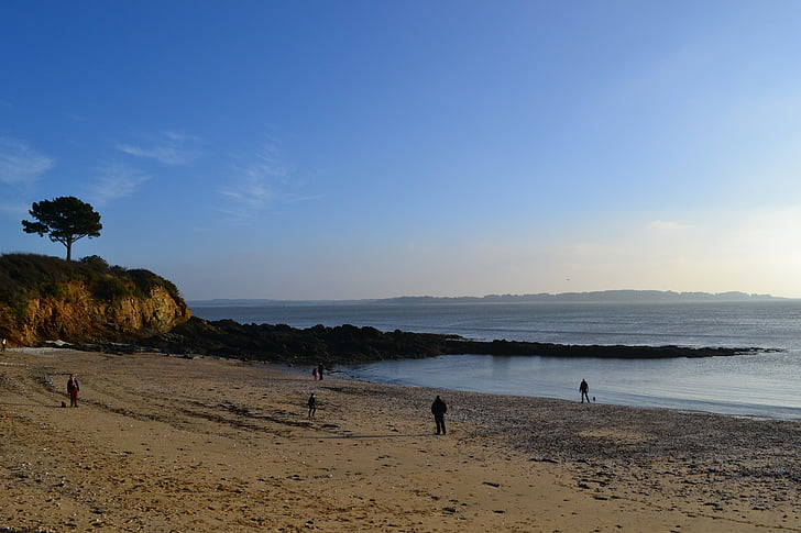 laut, Pantai, matahari terbenam, laut, Brittany, cakrawala, pemandangan