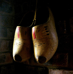 clogs, wooden, shoes, dutch, traditional, painted, hanging