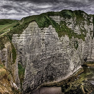 etretat, normandy, white cliffs, rock, postkartenmotiv, port, france