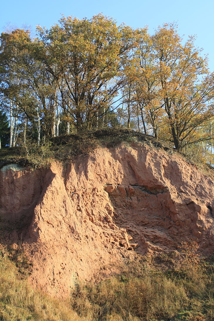 Lieth, lubang kapur, tebing, lereng, alam, pohon, Rock - objek