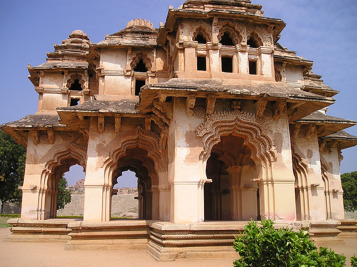 templom, Hampi, India, régi, Szent, Lotus mahal