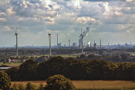 industry, ruhr area, smoke, exhaust gases, environment, pollution, work