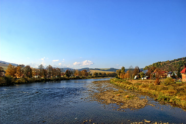 Pieniny, Dunajec, efterårsblade, farver, Se, natur, floden