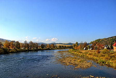 pieniny, dunajec, autumn leaves, colors, view, nature, river