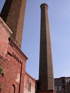 oude fabriek, schoorsteen, bakstenen toren, schoorsteen, industriële, plant, oude