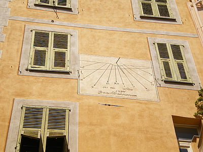 Roquebrune, facade, solur, tid, Solar, Dial, indretning urban facade